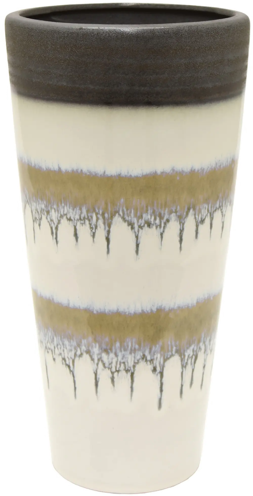 13 Inch Brown Wash Drip Ceramic Vase-1
