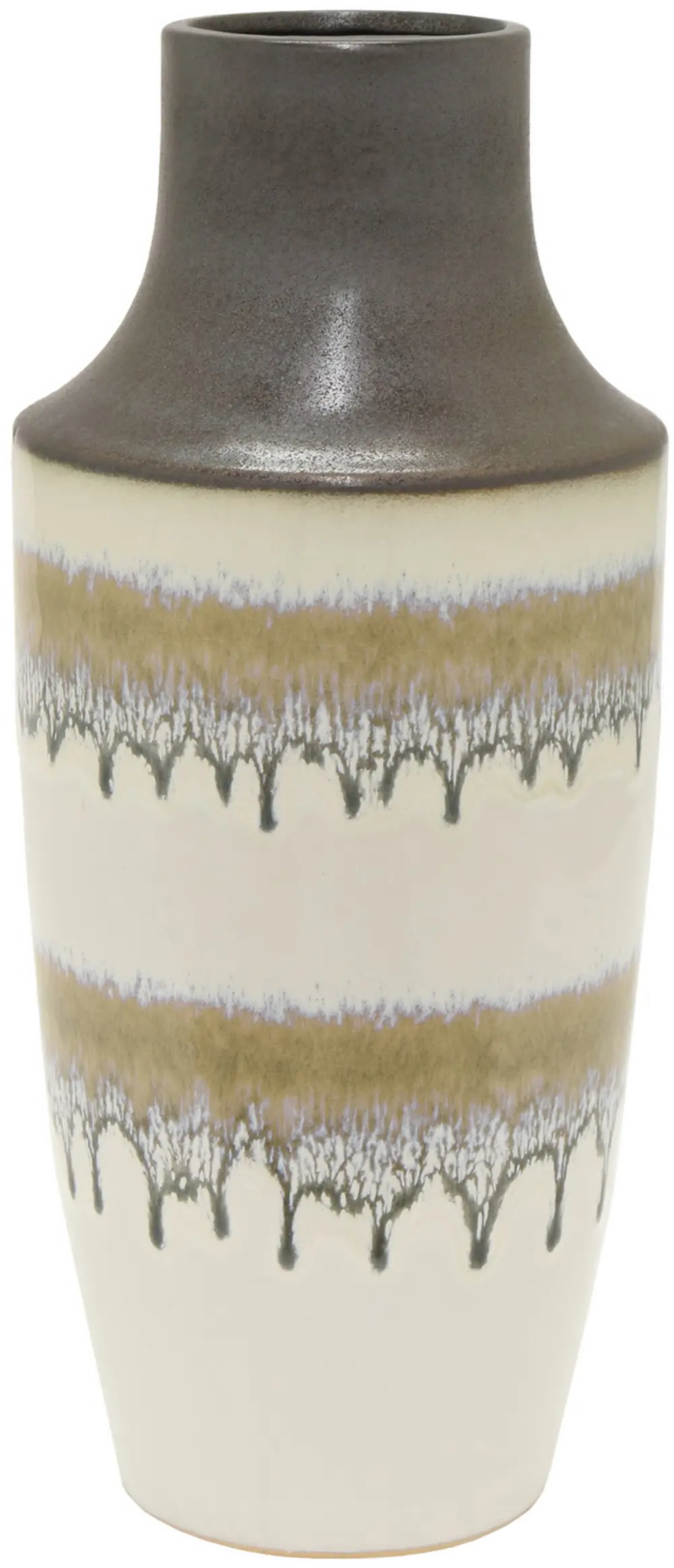 14 Inch Brown Wash Drip Ceramic Vase-1