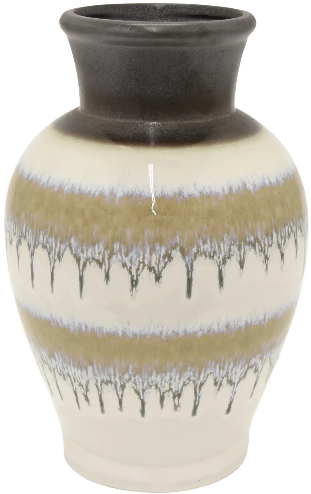 8 Inch Brown Wash Drip Ceramic Vase-1