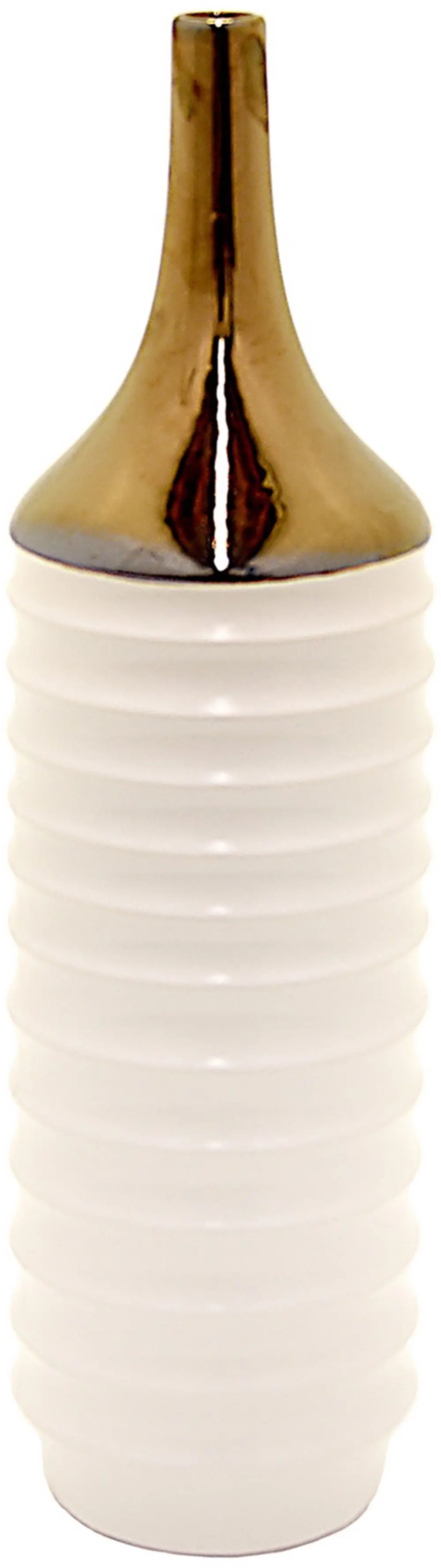 19 Inch Cream and Bronze Ceramic Vase-1
