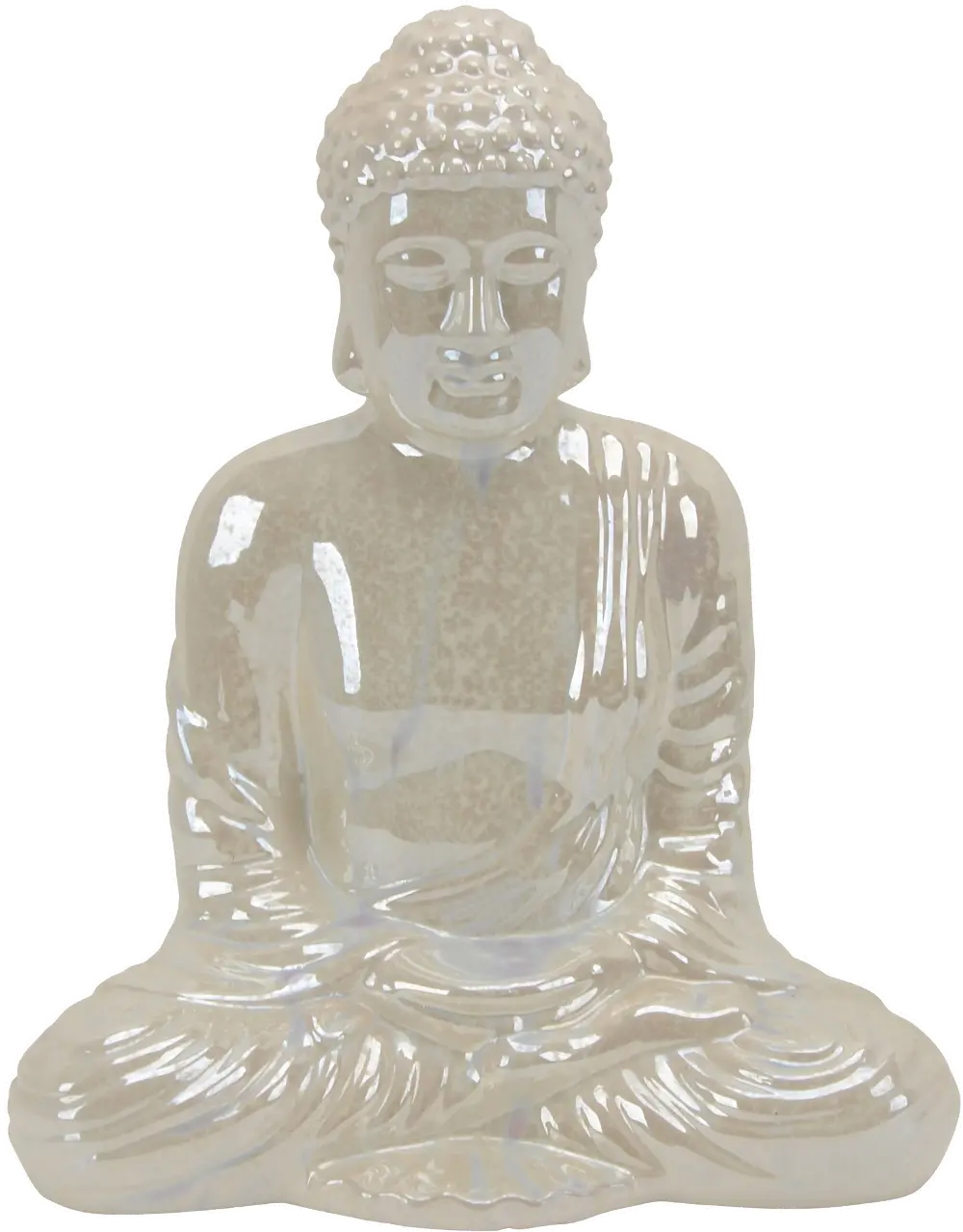 18 Inch Cream Iridescent Ceramic Buddha-1