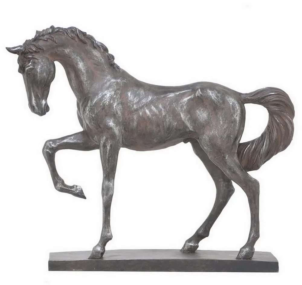 Silver Horse Sculpture on Base-1