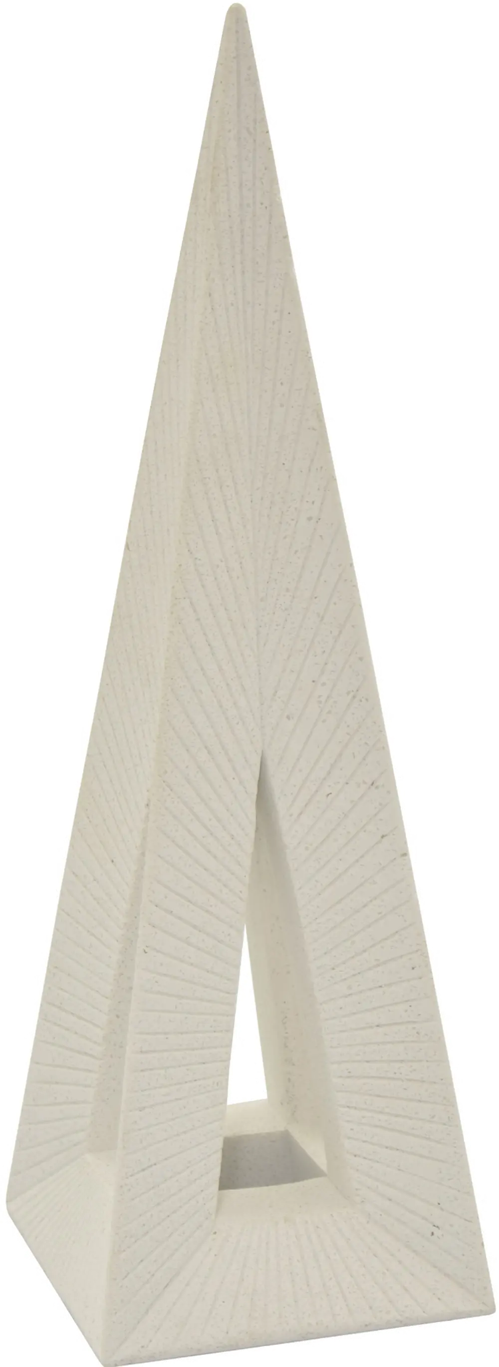 13 Inch White Pyramid Sculpture Tabletop Decoration-1