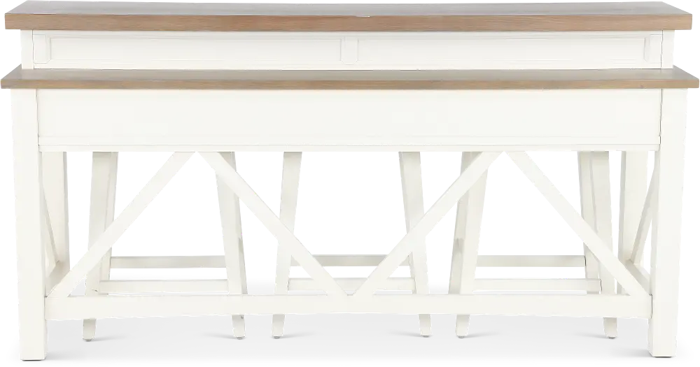 Amy Cotton White Bar Table with 3 Stools-1