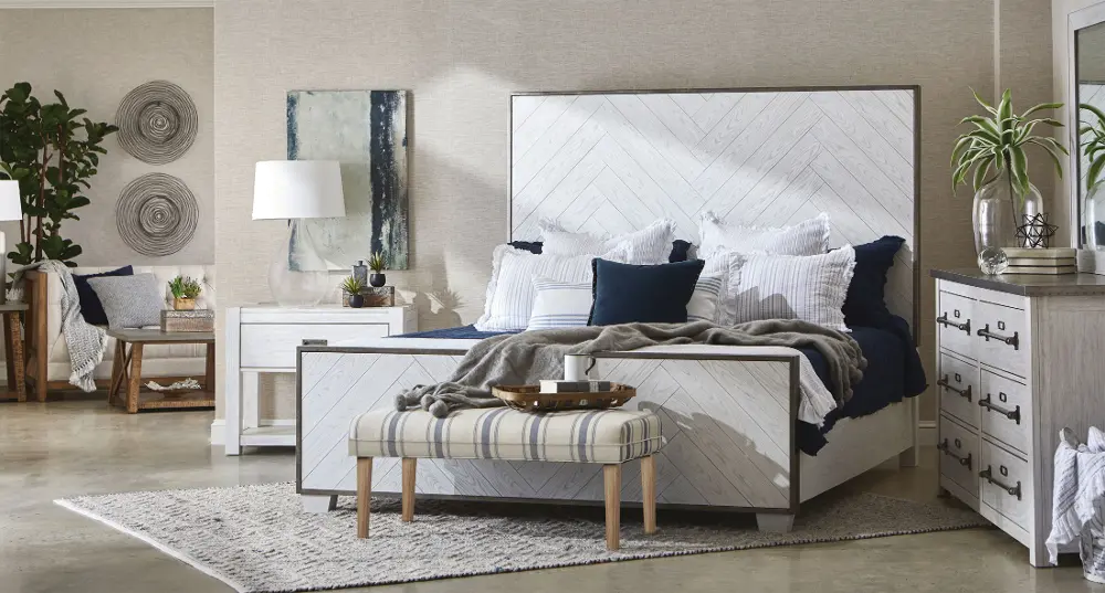 Modern Farmhouse White King Bed - Modern Eclectic-1