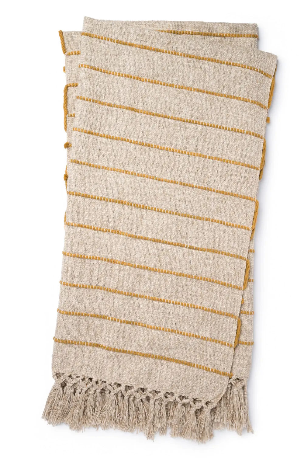 T1039/NATURALGOLD Magnolia Home Furniture Natural and Gold Striped Throw Blanket-1