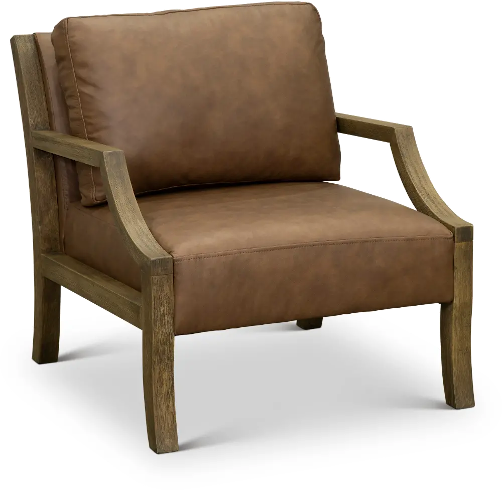 Contemporary Brown Leather Accent Chair - Cresent-1