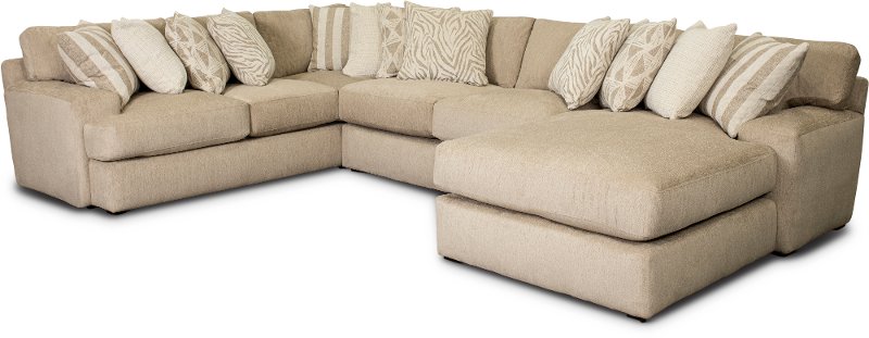 Contemporary Putty Beige 3 Piece, 3 Piece Sectional Sofa
