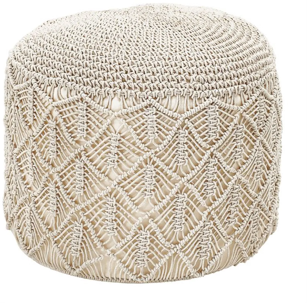 AH0932/MACRAMEPOUF Natural Hand Woven Cotton Macrame Pouf-1