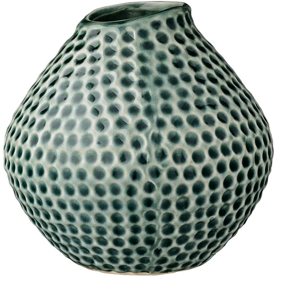 A27120041/TEALVASE 6 Inch Round Teal Stoneware Vase-1