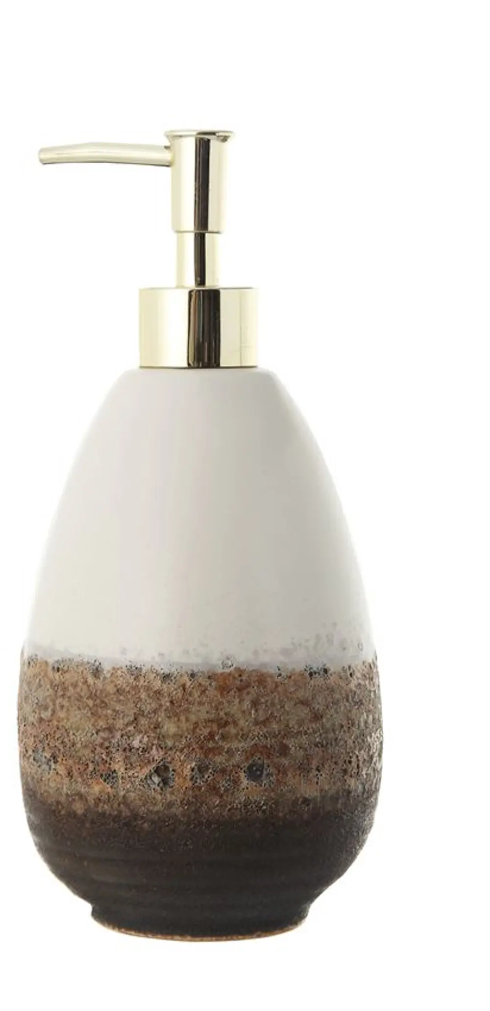AH0576 Cream and Brown Ombre Soap Dispenser with Gold Colored Pump-1