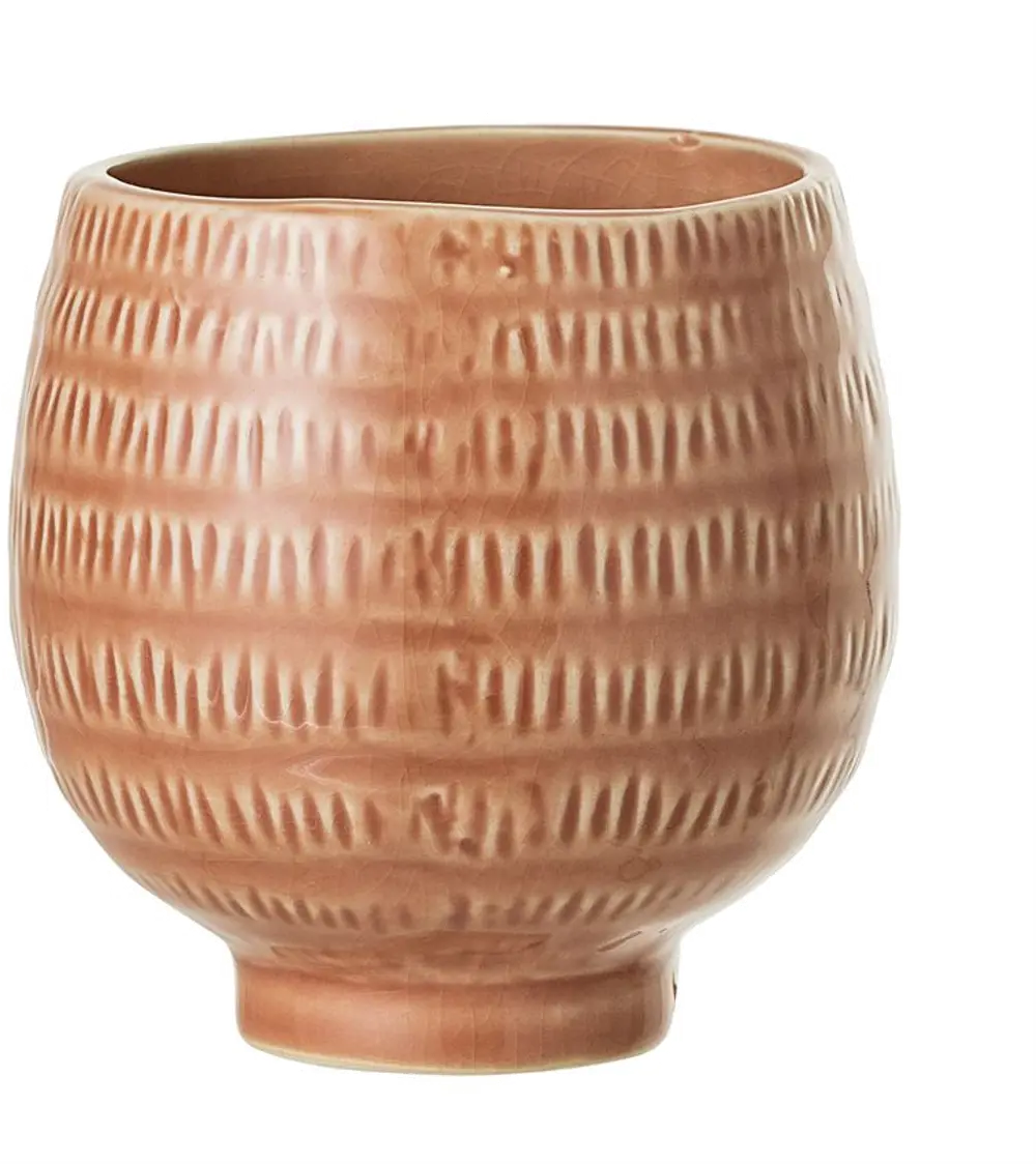 A75101642/ORANGEPOT Orange Textured Stoneware Flower Pot-1