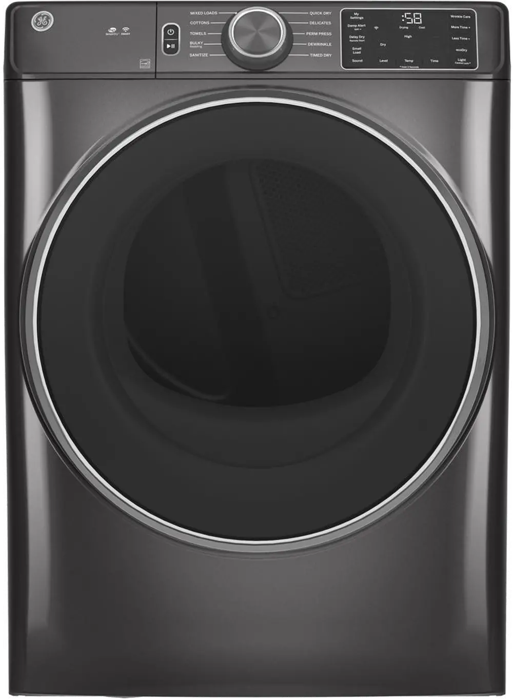 GFD55ESPNDG GE Smart Front Load Electric Dryer with Sanitize Cycle -  7.8 cu. ft. Diamond Gray-1