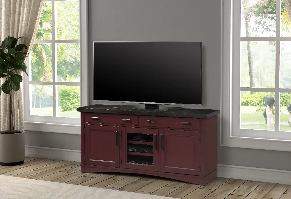 Country Cranberry Red 63 Inch TV Stand - Americana-1