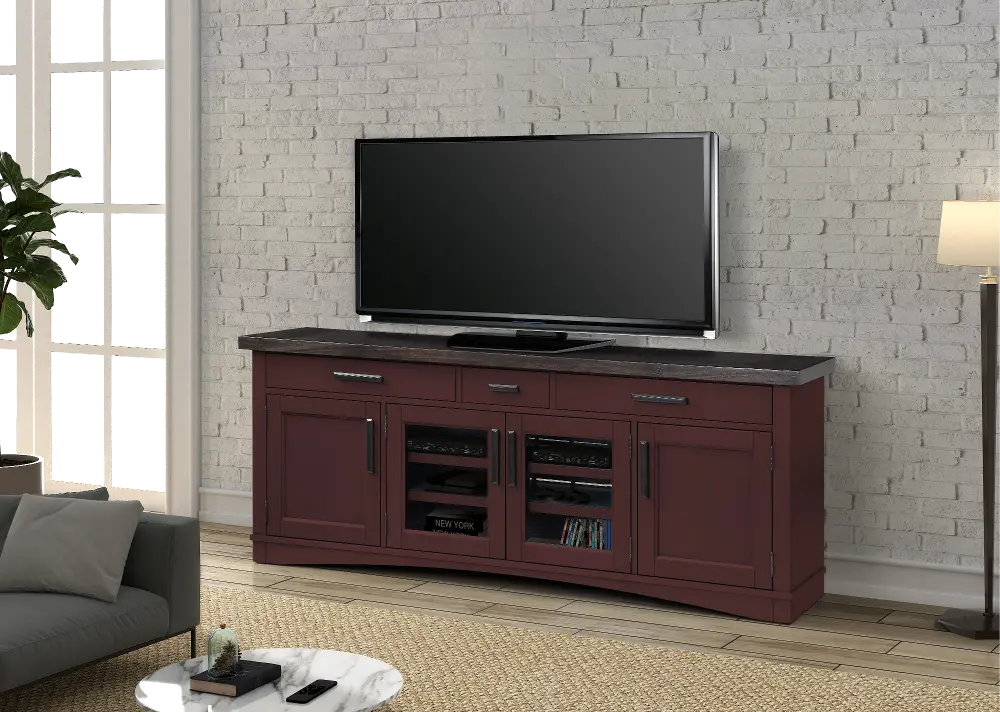 Country Style Cranberry Red 76 Inch TV Stand-1