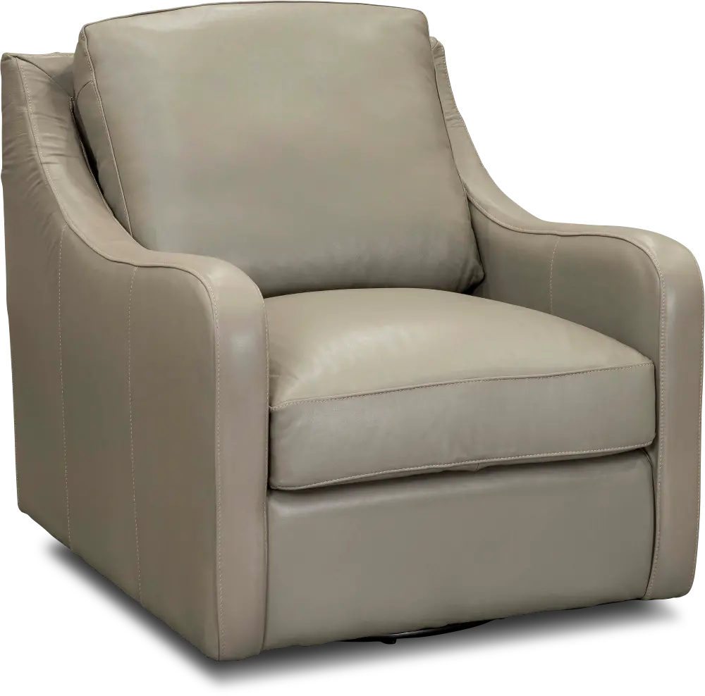 Contemporary Gray Leather Swivel Chair - Greyling-1