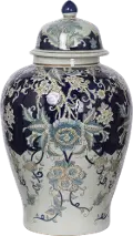 23 Inch Blue and White Floral Urn