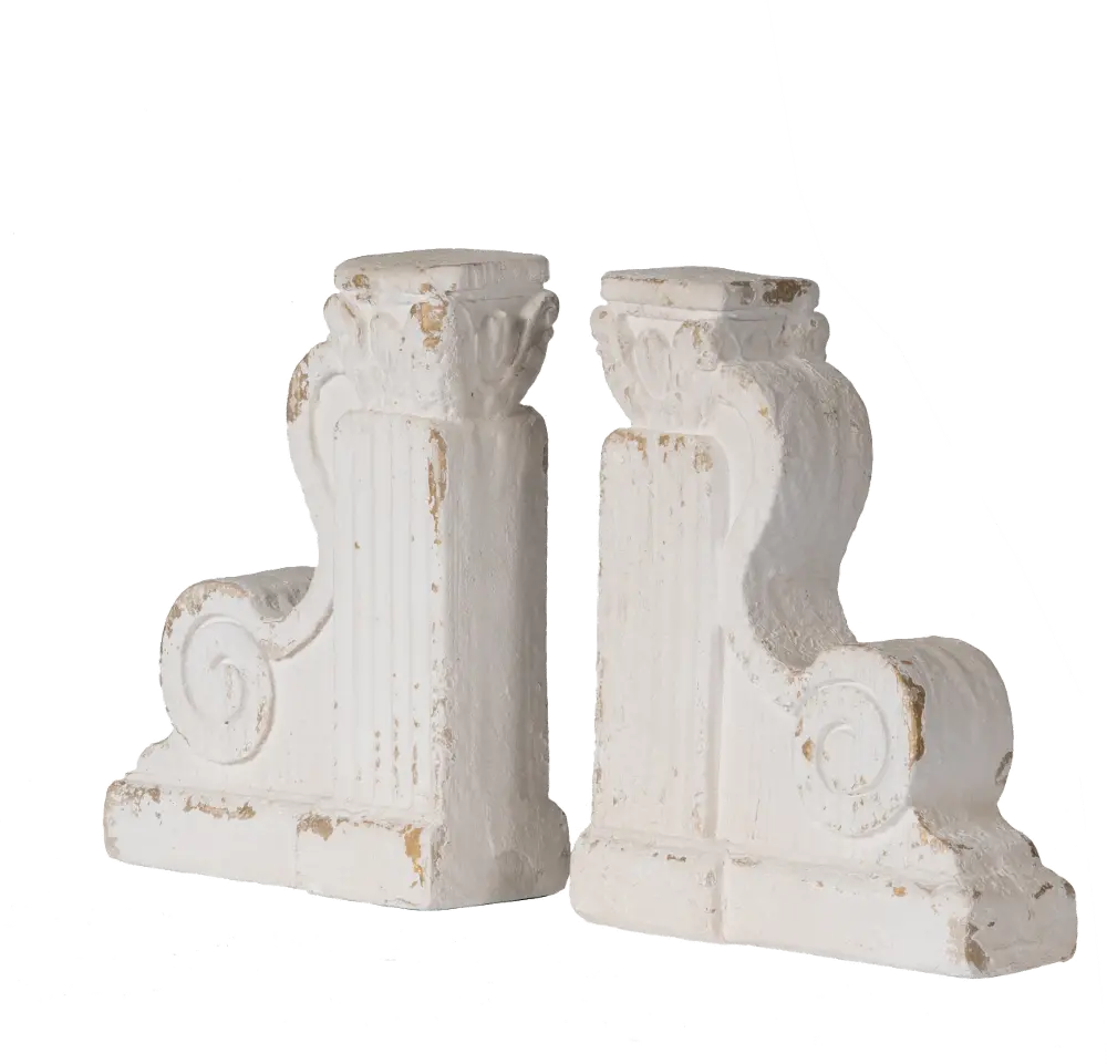 Distressed White Corbel Bookend Pair-1