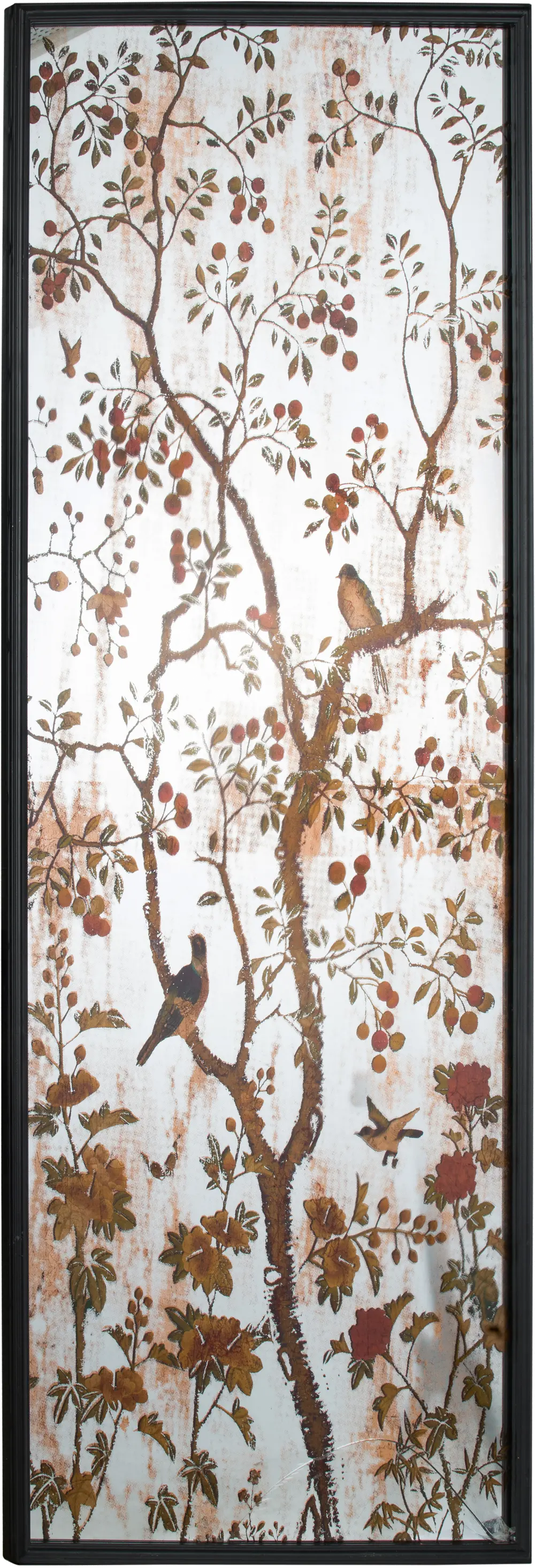 Green, Apricot and Light Cranberry Mirror and Bird Wall Art-1