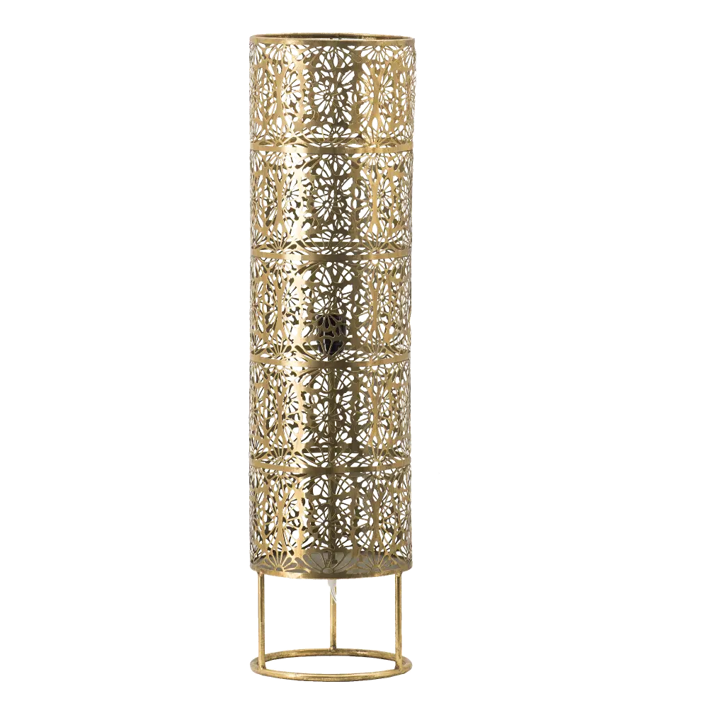 31 Inch Bronze and Gold Metal Cutwork Lamp-1