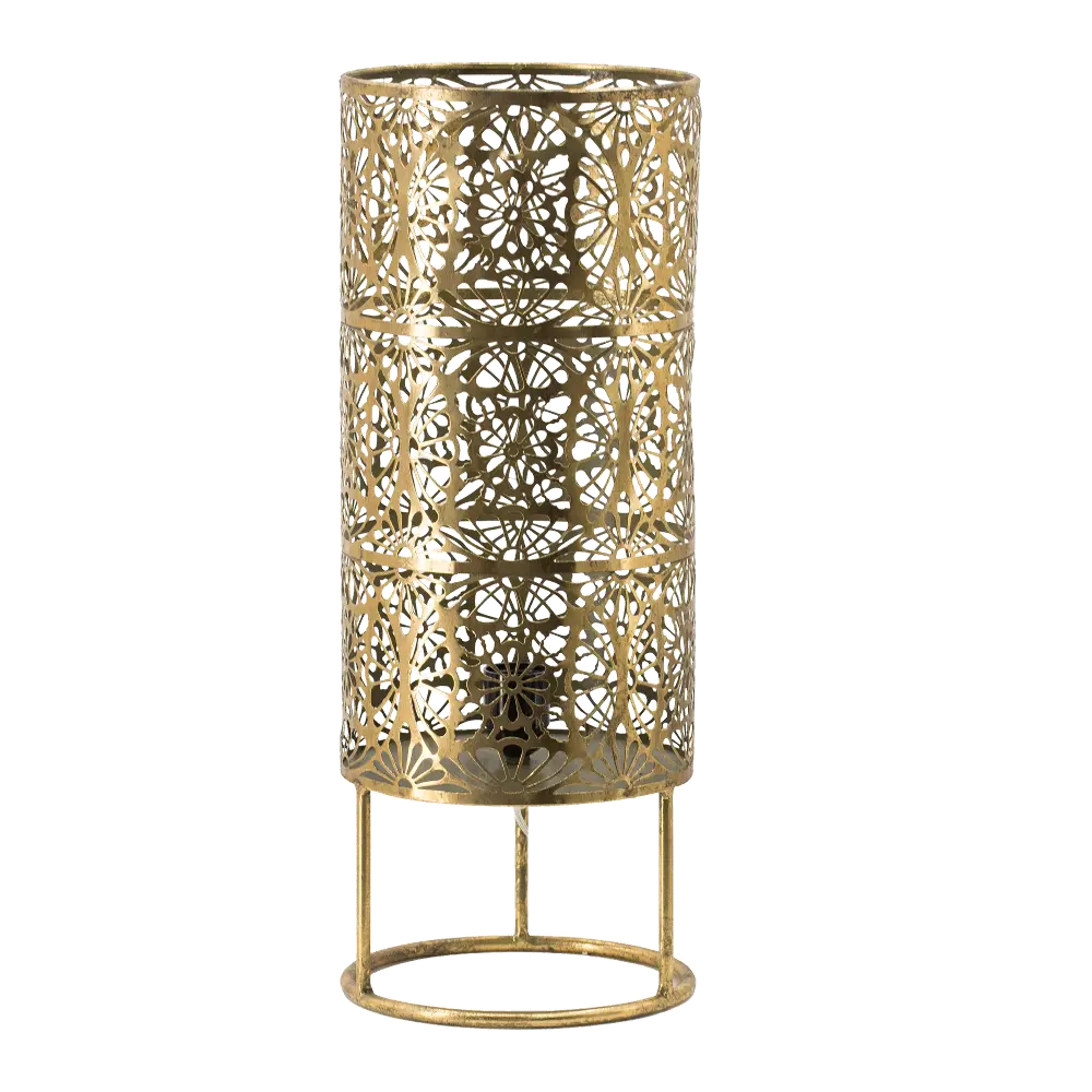 21 Inch Bronze and Gold Metal Cutwork Lamp-1