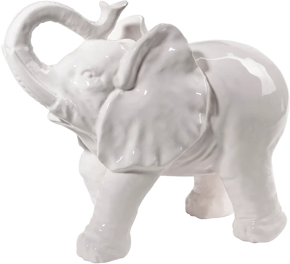 White Ceramic Elephant Sculpture-1