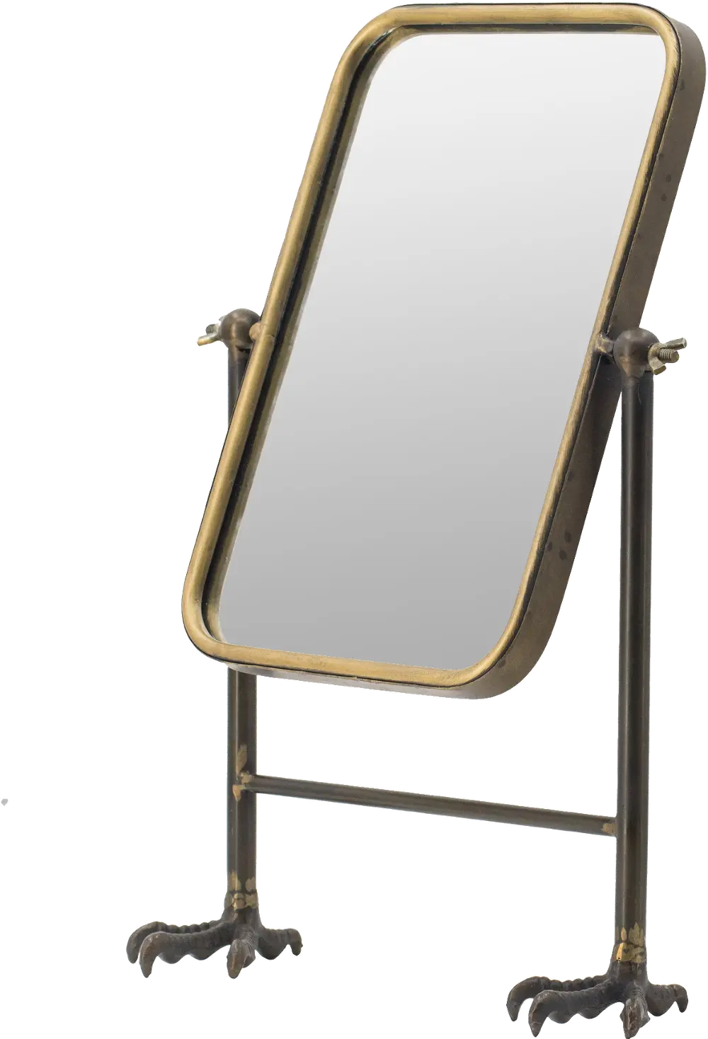 Bronze and Gold Rectangle Tabletop Mirror on Stand-1
