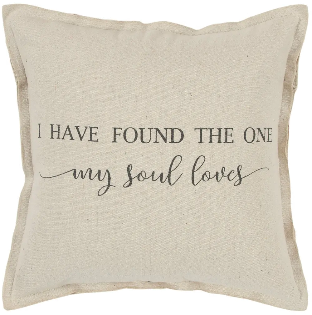 My Soul Loves Natural Beige Cotton Throw Pillow-1