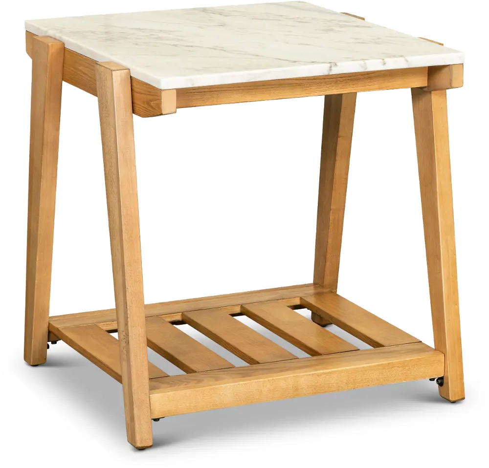 Honey End Table with White Marble Top - Celeste-1