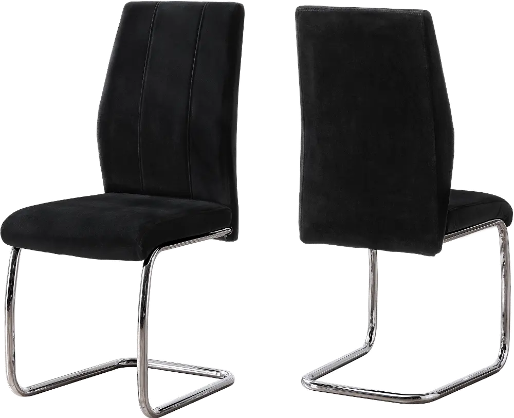 Black and Chrome Dining Room Chair (Set of 2) - Angles-1
