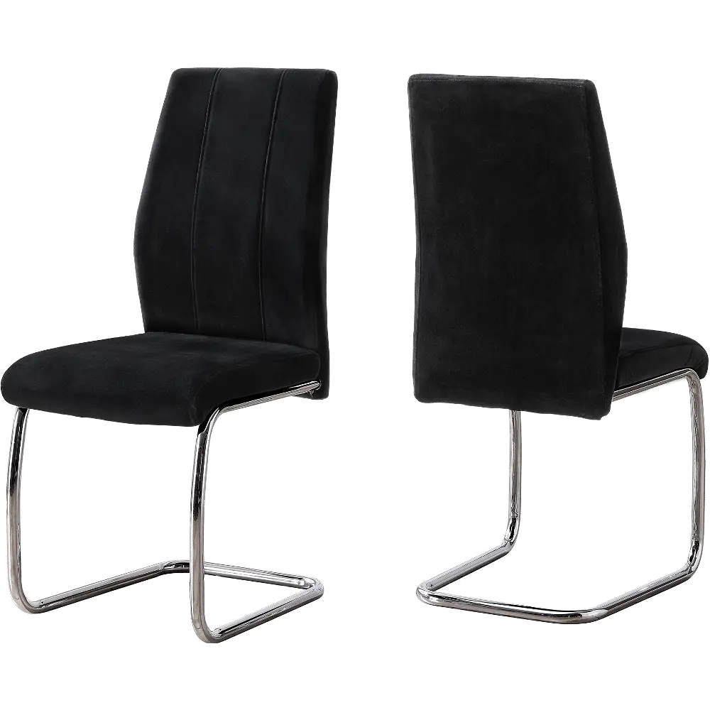 Black and Chrome Dining Room Chair (Set of 2) - Angles-1