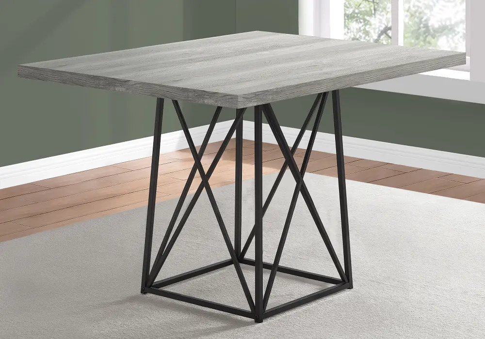 Gray and Black Metal Dining Room Table - Angles-1