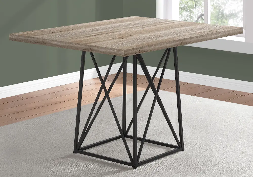Taupe and Black Metal Dining Room Table - Angles-1