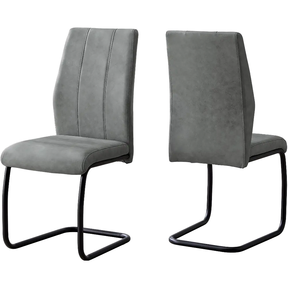Gray and Black Upholstered Dining Room Chair (Set of 2) - Angles-1