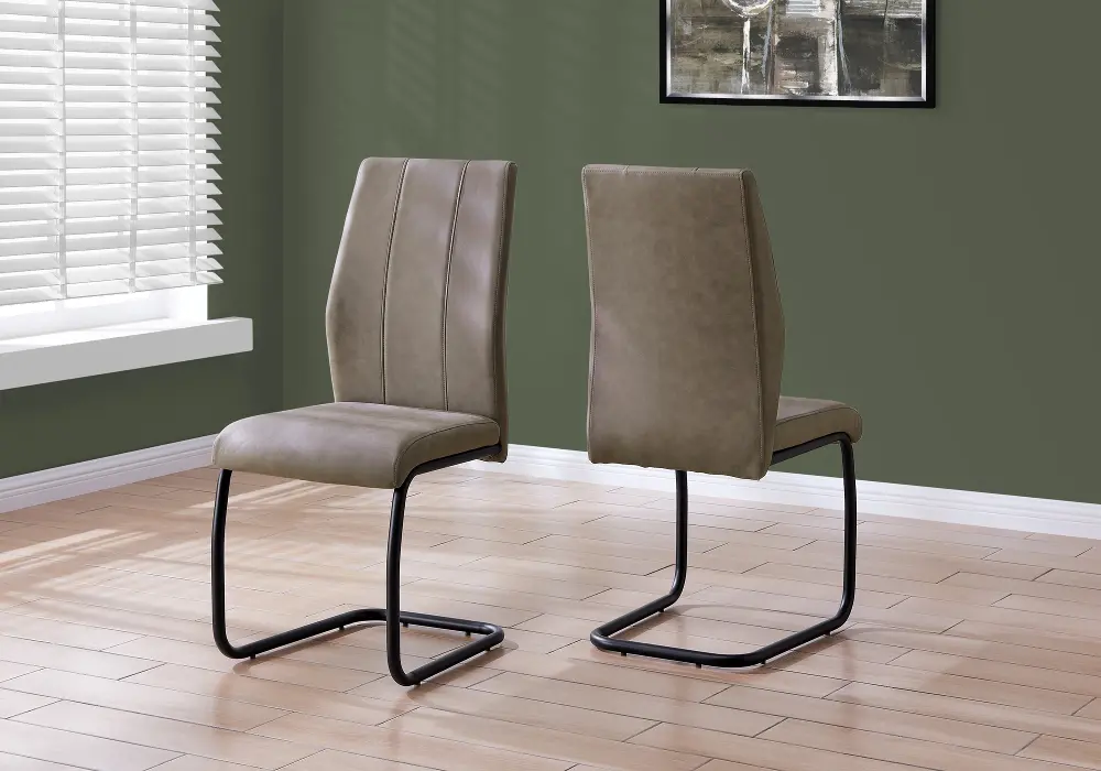 Contemporary Taupe and Black Dining Room Chair (Set of 2) - Angles-1