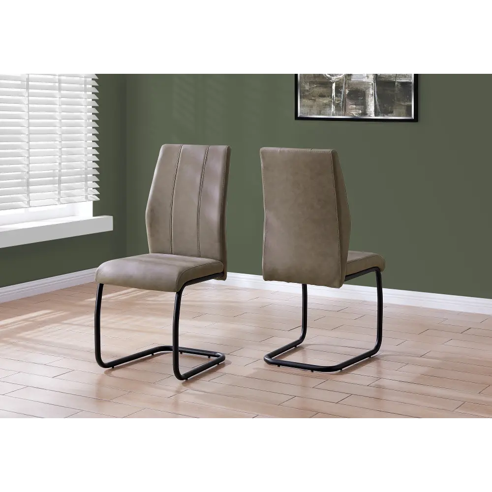 Contemporary Taupe and Black Dining Room Chair (Set of 2) - Angles-1