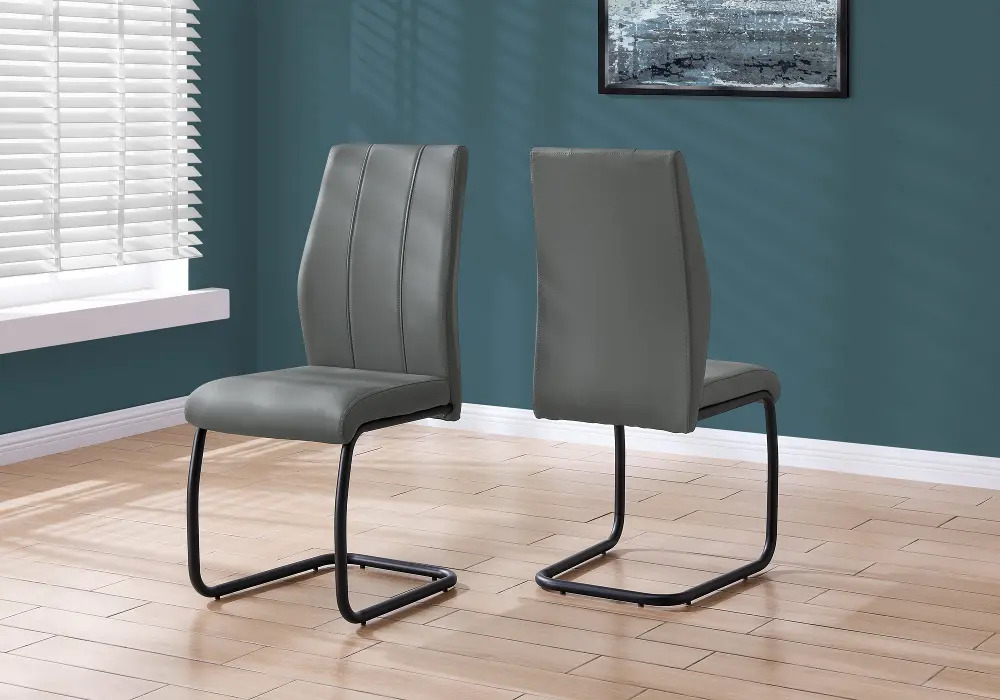 Contemporary Gray Dining Room Chair (Set of 2) - Angles-1