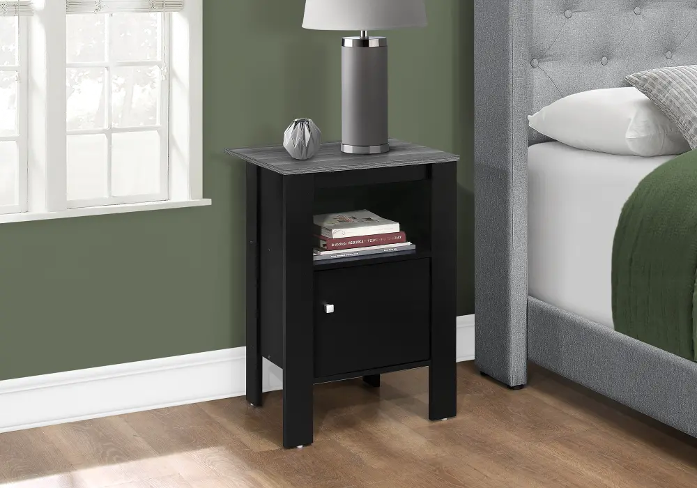 Accent Table with Storage - Black and Gray-1