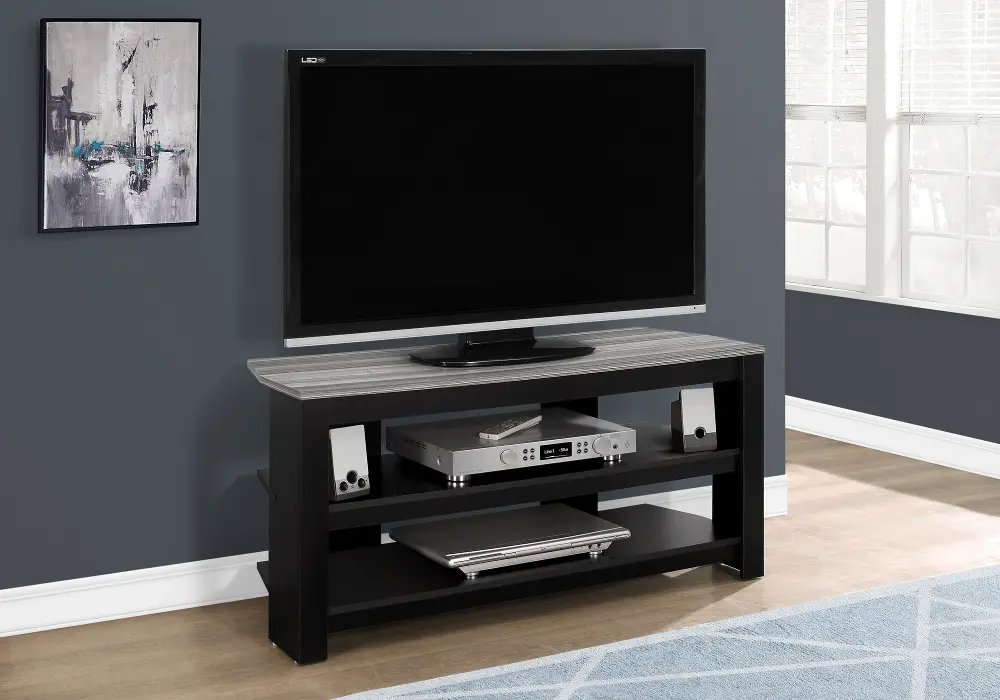 Contemporary Black and Gray Corner TV Stand-1