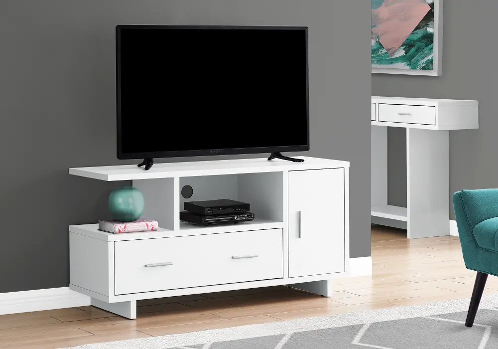 White Storage TV Stand-1