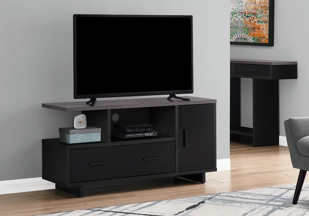 Black and Gray Storage TV Stand-1