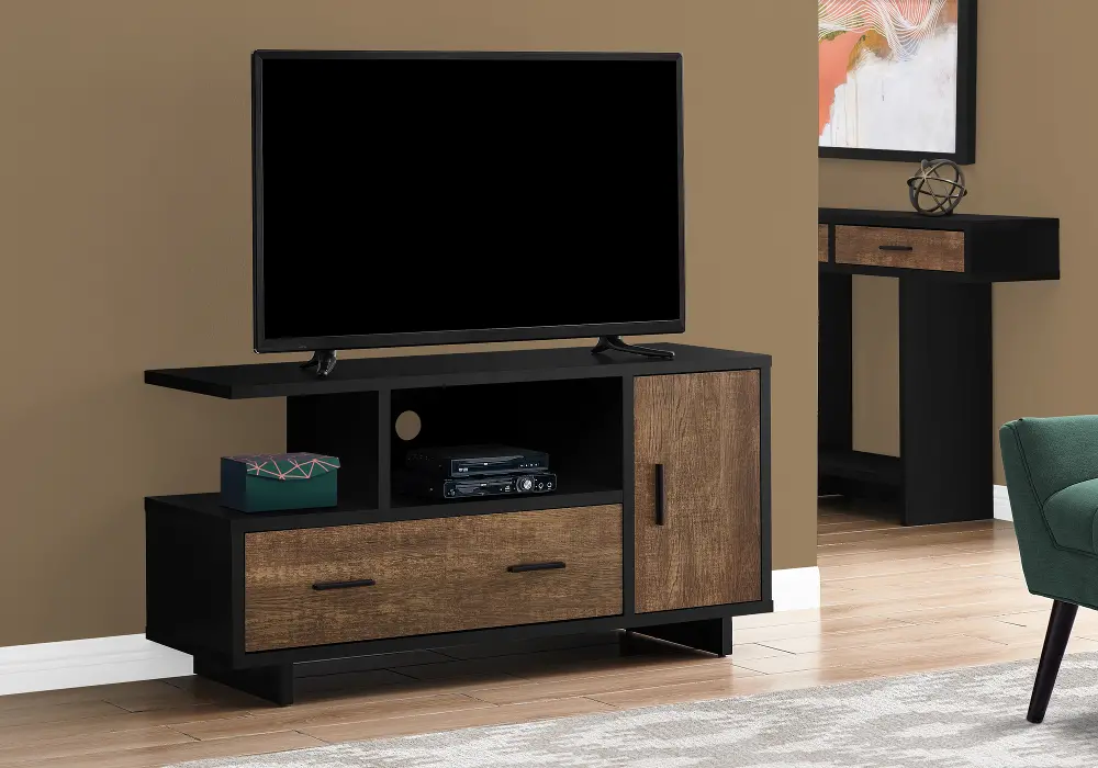 Modern Black and Brown TV Stand-1