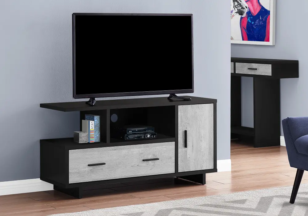 Modern Black and Gray TV Stand-1
