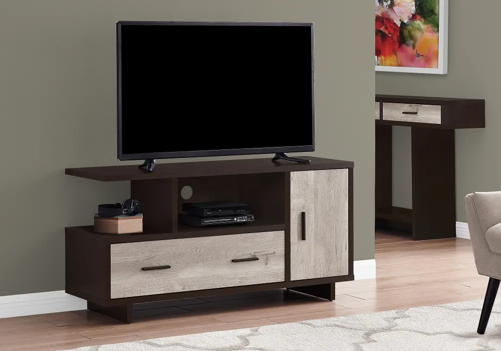 Modern Cappuccino and Taupe TV Stand-1