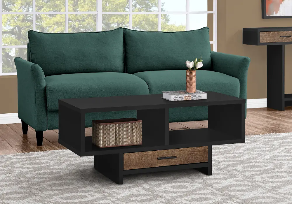 Black and Brown Coffee Table with Storage - Faye-1