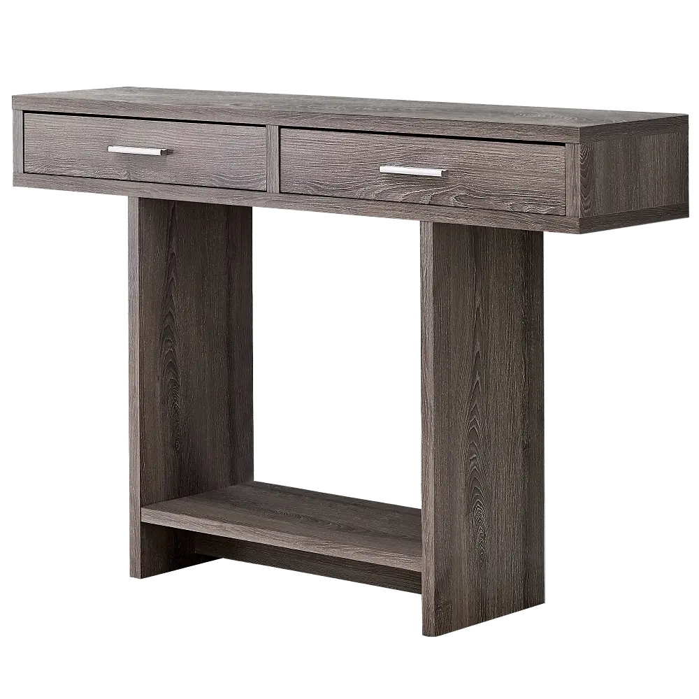 Modern Dark Taupe Accent Table with Drawers - Harrington-1