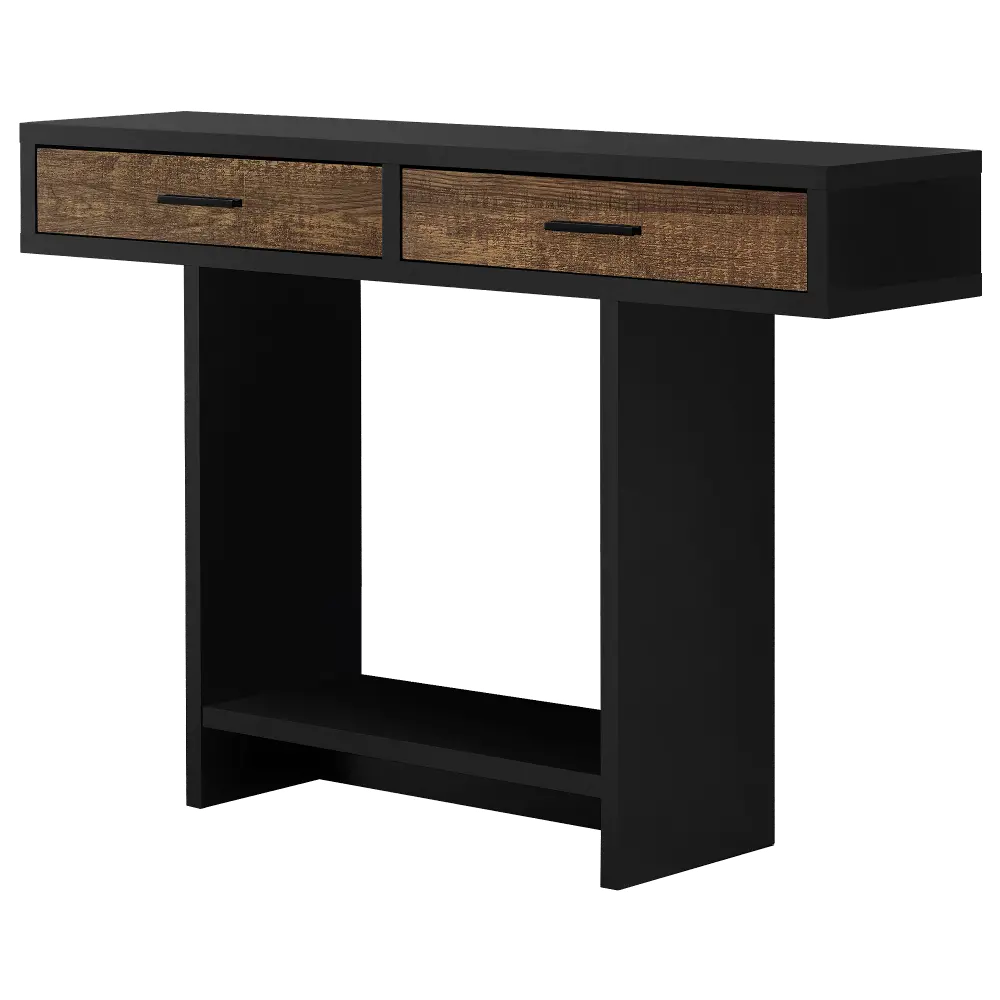 Modern Black and Brown Accent Table with Drawers - Harrington-1