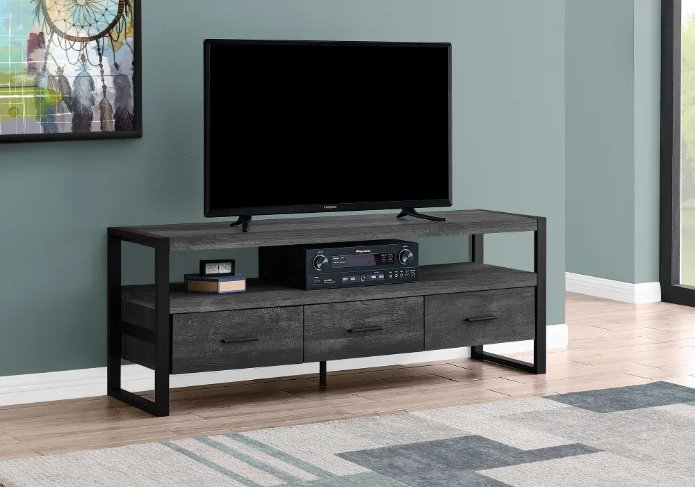 Industrial Black 3 Drawer TV Stand-1