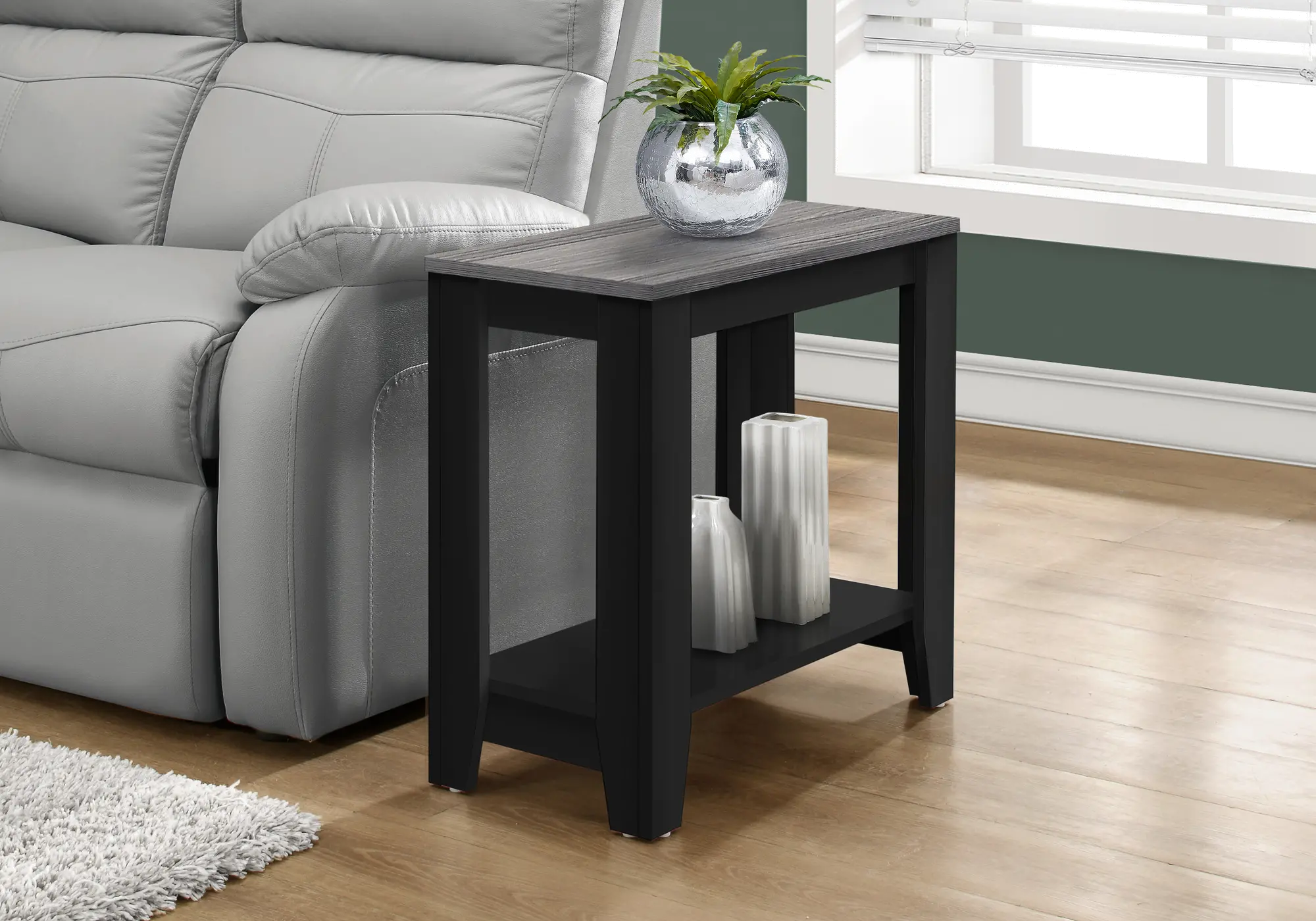 Milford Black Side Table with Gray Top