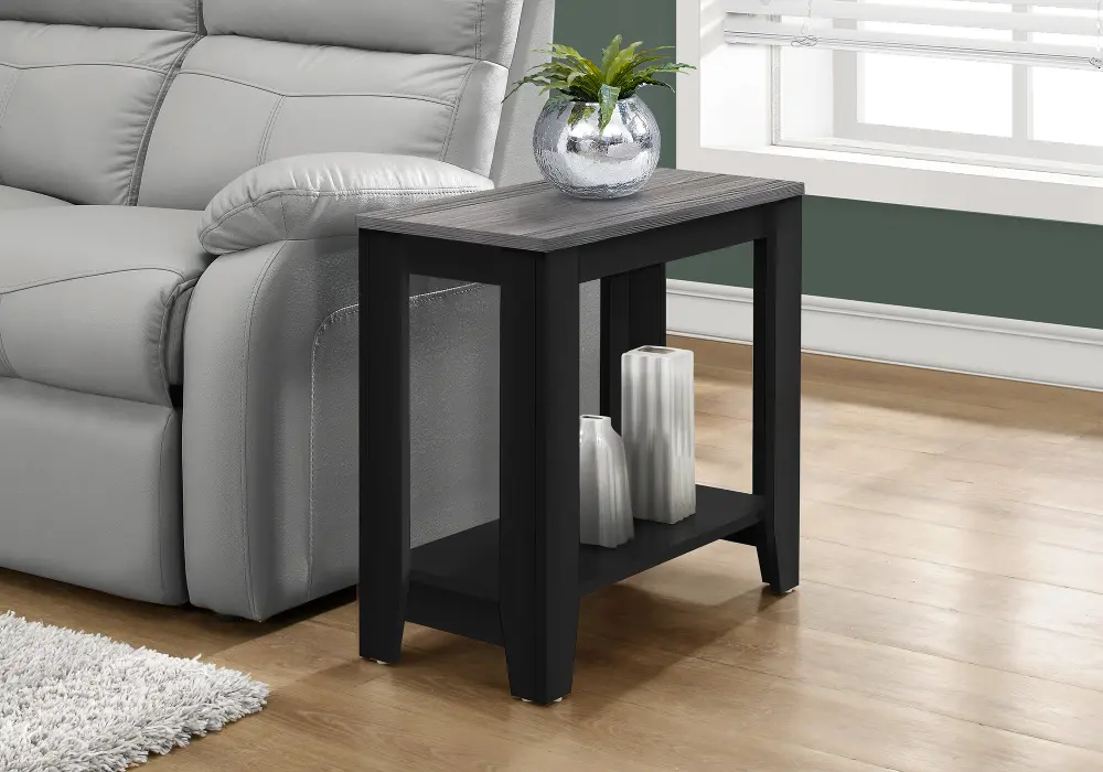 Milford Black Side Table with Gray Top-1